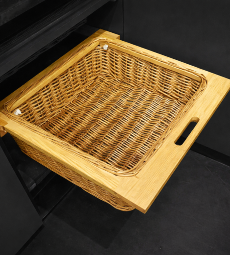 Wicker Basket Polished Wood